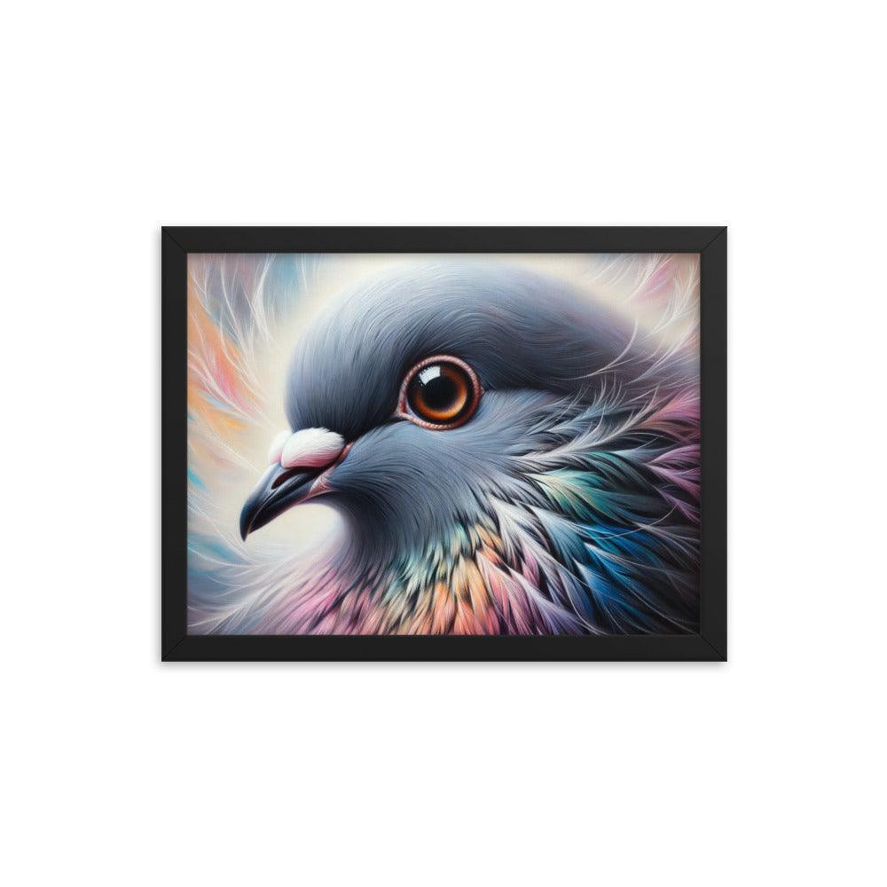 Colorful Pigeon Close-Up Portrait Framed Poster - Oh Posters