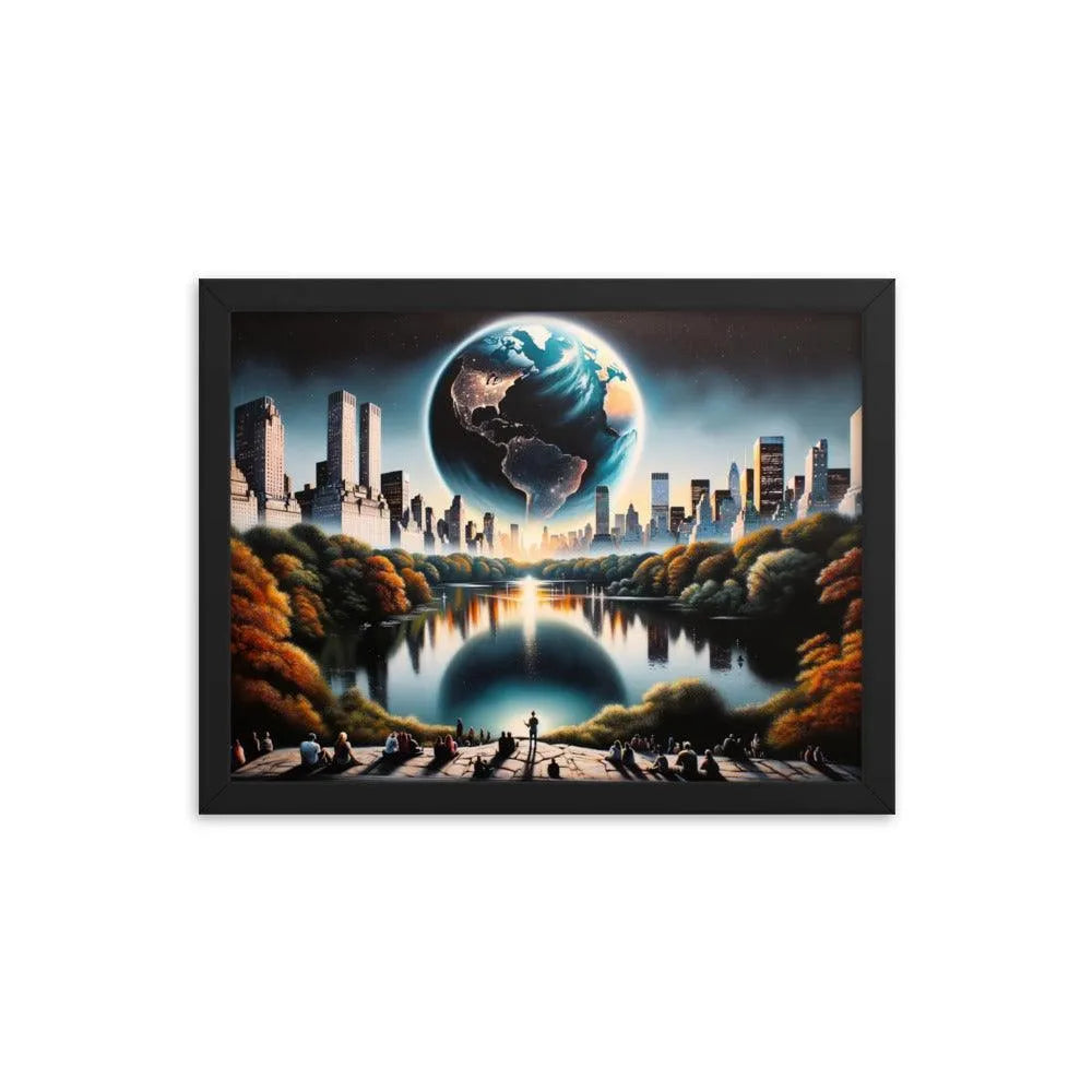 New York Central Park Earthrise Fantasy Framed Poster - Oh Posters