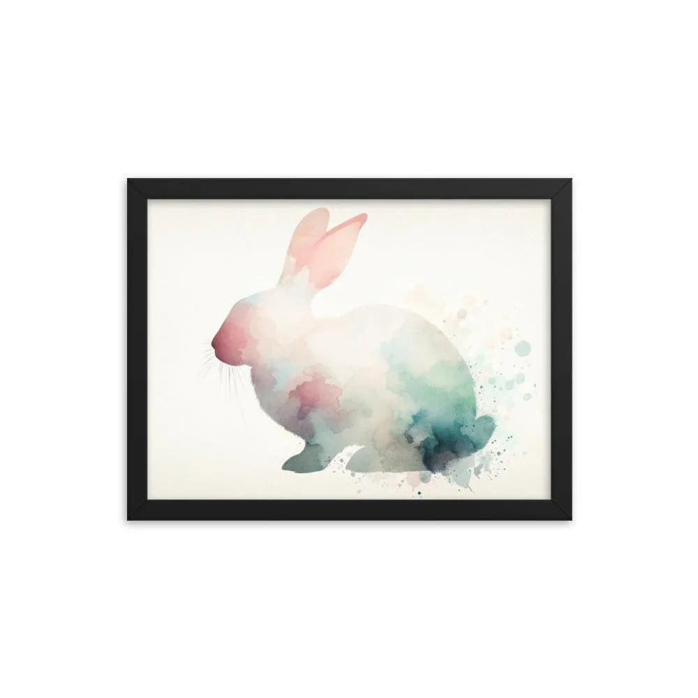 Pastel Watercolor Rabbit Silhouette Minimalistic Art Framed Poster - Oh Posters