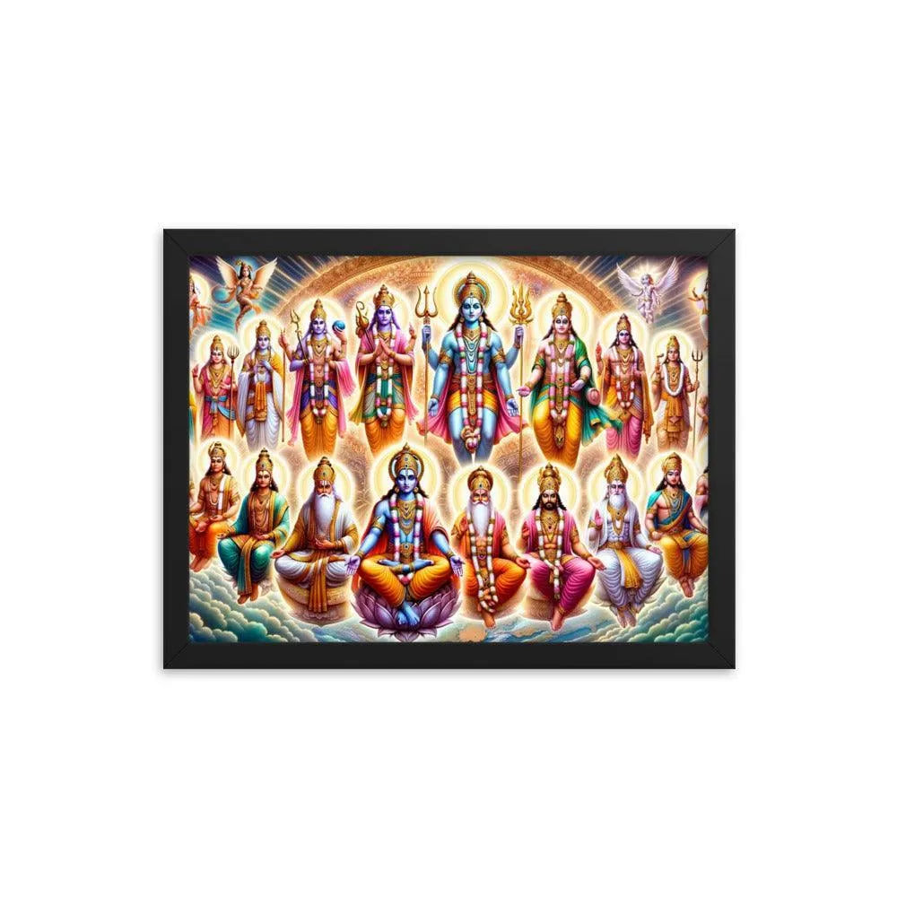 Dashavatara: Lord Vishnu's Divine Incarnations Hindu Art Framed Poster - Oh Posters