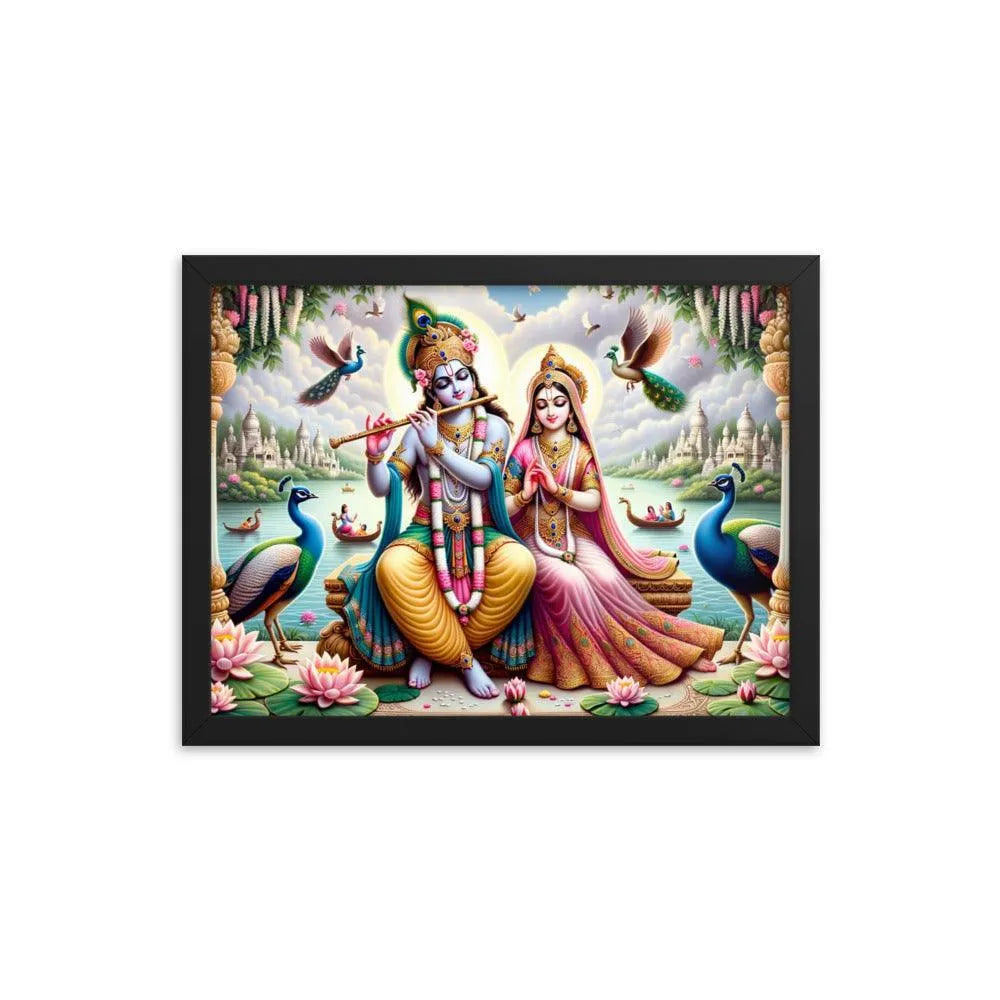 Lord Krishna and Radha Divine Love Hindu Framed Poster - Oh Posters