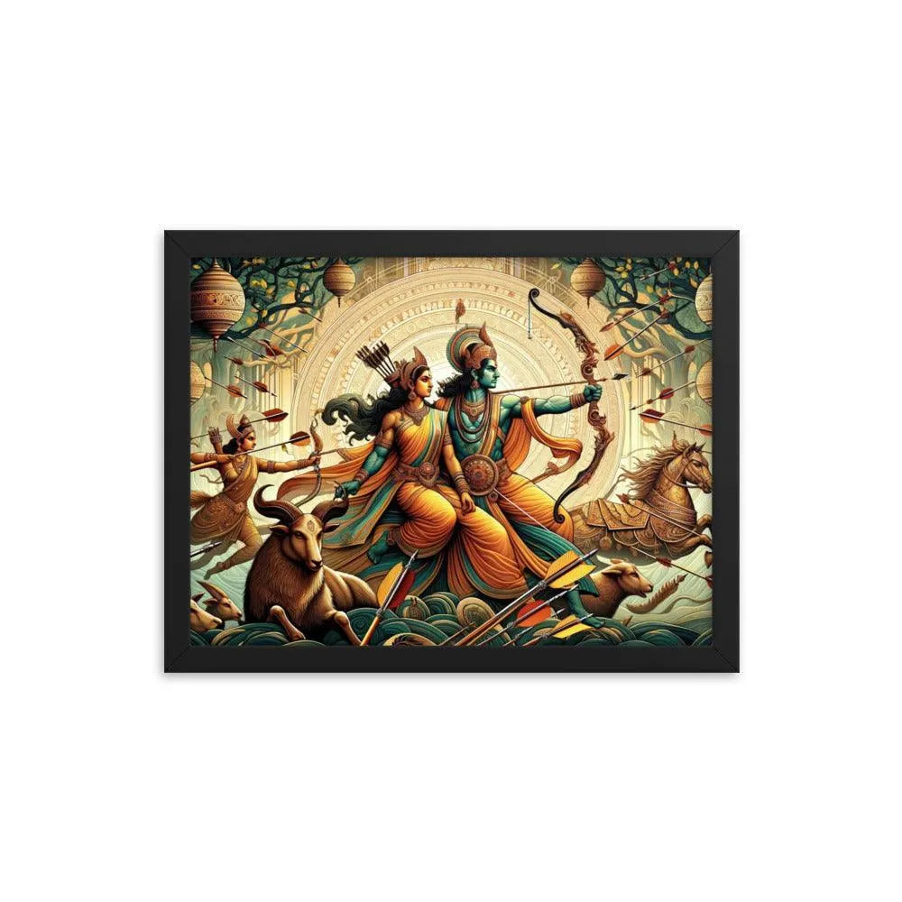 Hindu Lord Rama, Sita, and Lakshmana Ramayana Epic Art Framed Poster - Oh Posters