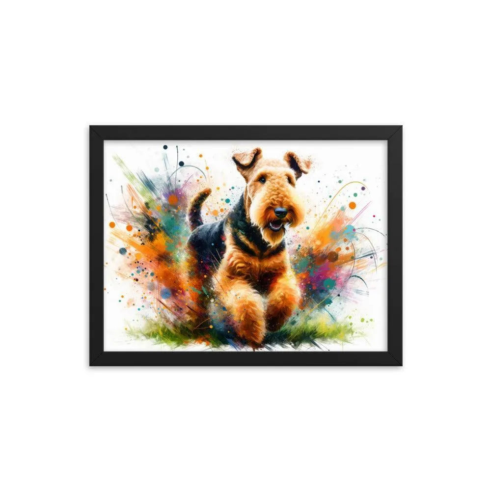 Joyful Airedale Terrier Colorful Artistic Depiction Framed Poster - Oh Posters