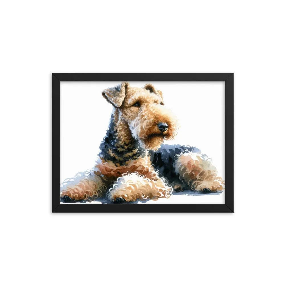 Relaxed Airedale Terrier Watercolor Portrait Framed Poster - Oh Posters