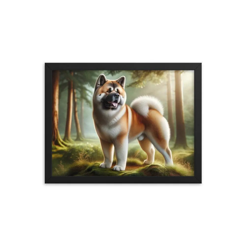 Photo-realistic Akita Standing Proudly in Natural Setting Framed Poster - Oh Posters