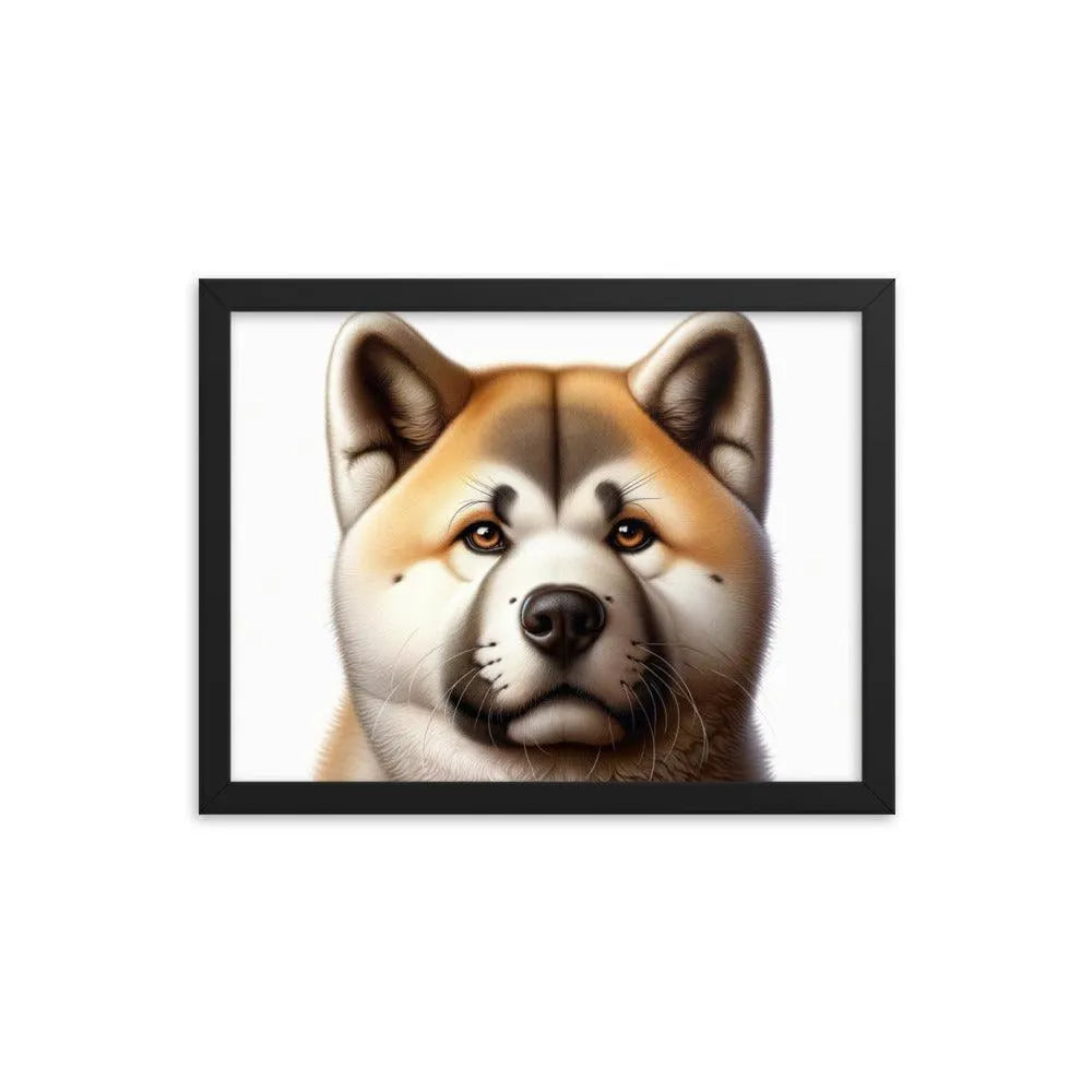 Realistic Akita Face Illustration Framed Poster - Oh Posters