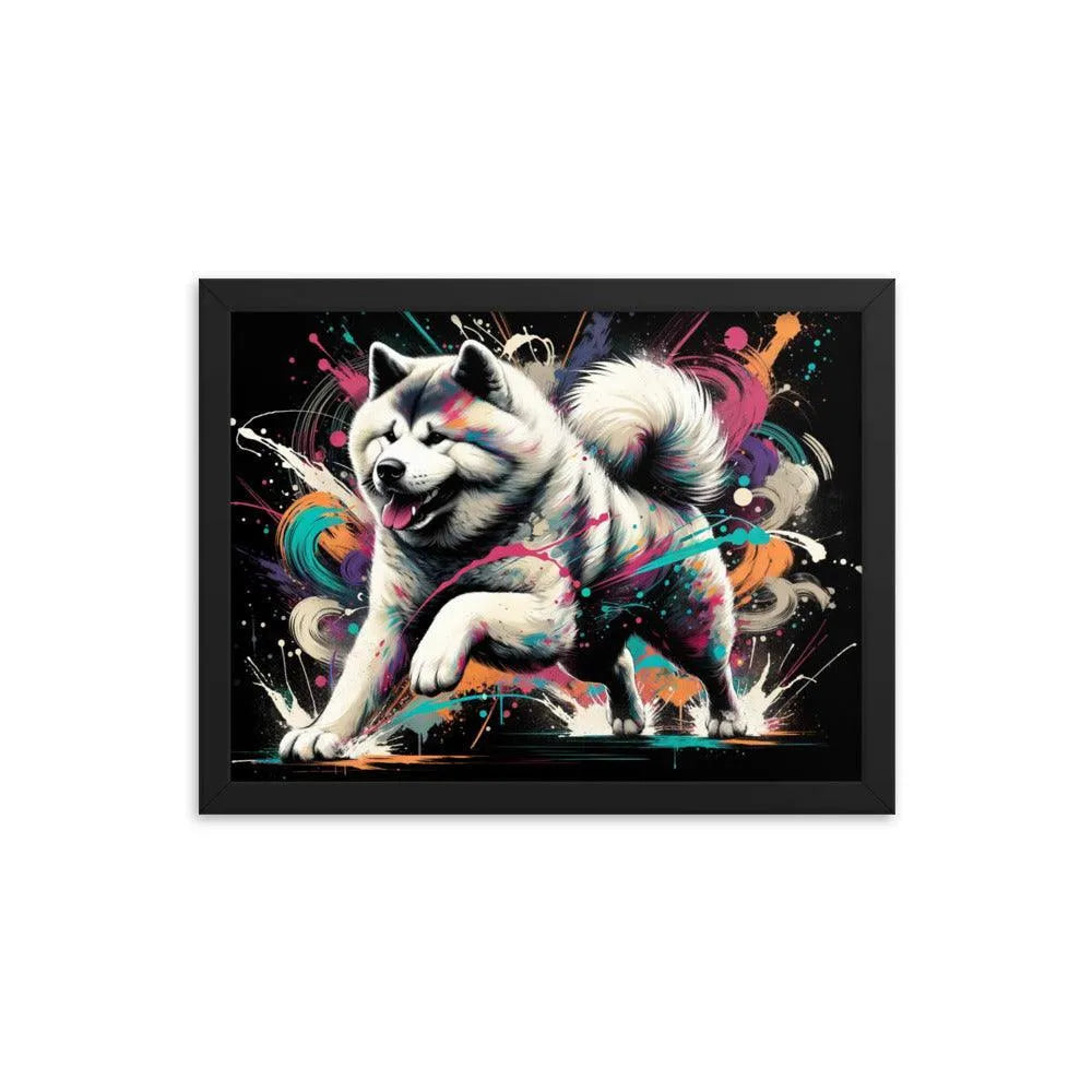 Energetic Akita Abstract Artwork Framed Poster - Oh Posters