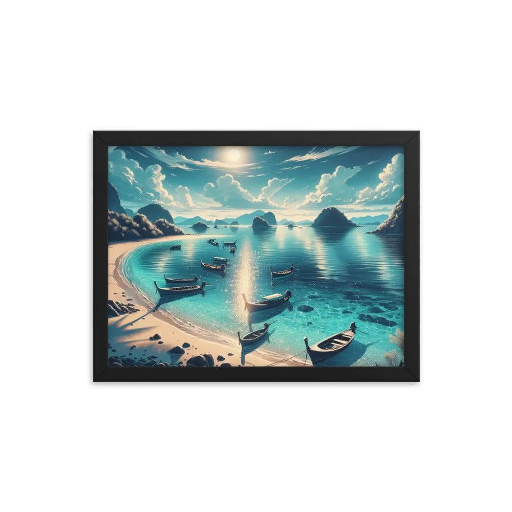 Secluded Shimmering Beach Digital Art Framed Poster - Oh Posters