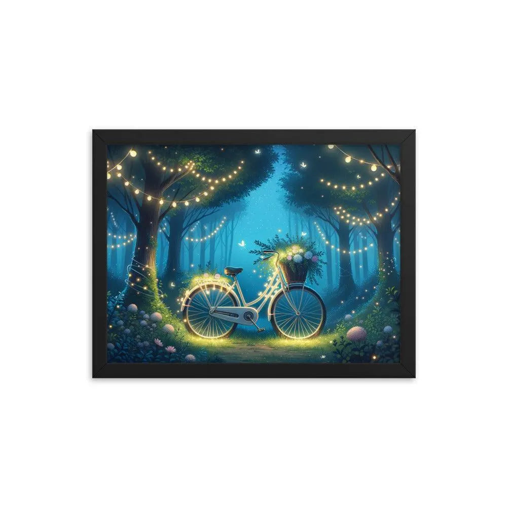 Enchanted Forest Glade Bicycle Illuminated Art Framed Poster - Oh Posters