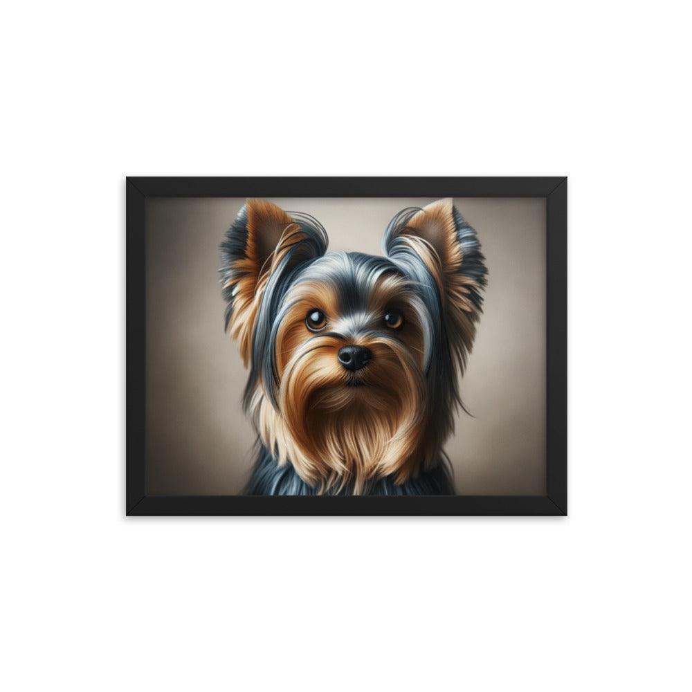 Close-Up Australian Silky Terrier Realistic Portrait Framed Poster - Oh Posters