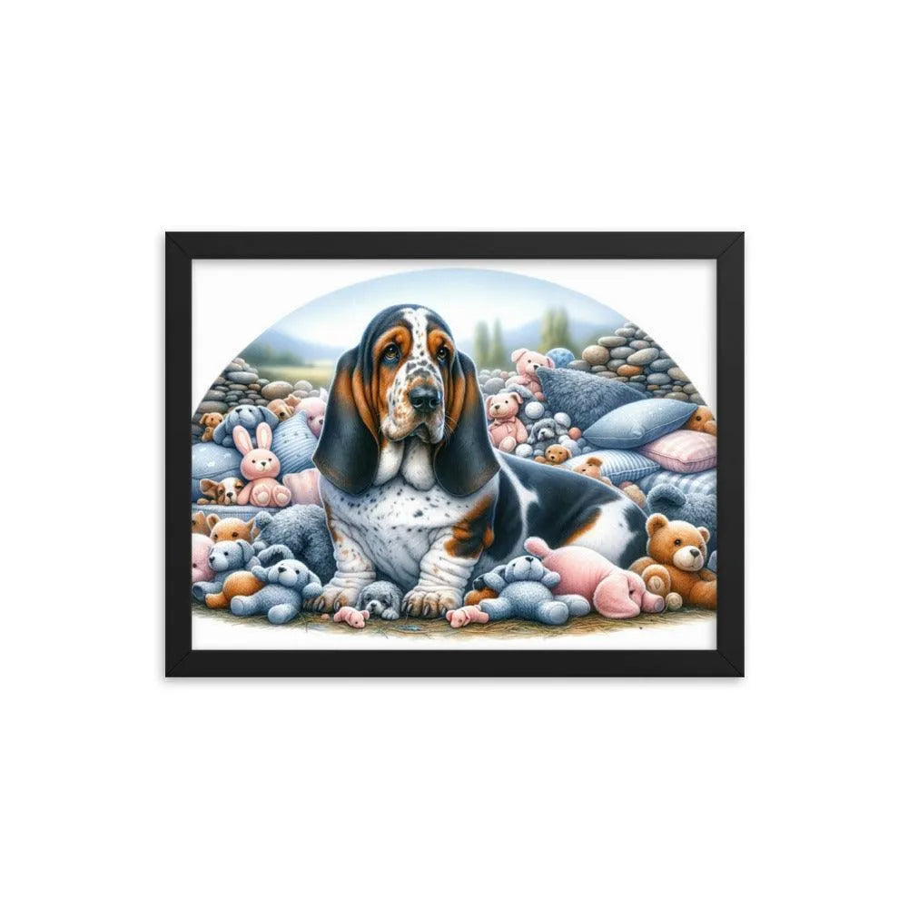 Cute and Cuddly Basset Bleu de Gascogne Art Framed Poster - Oh Posters