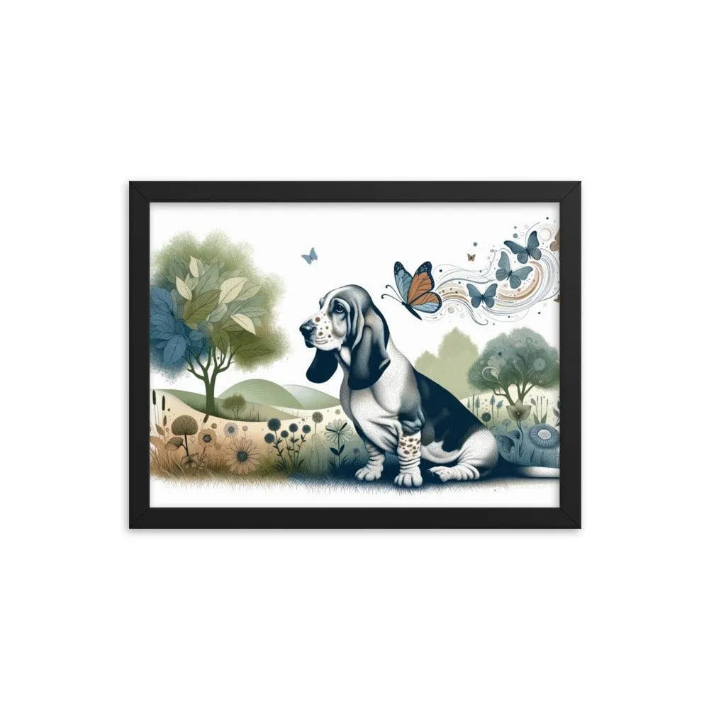 Harmonious Basset Bleu de Gascogne Landscape with a Twist Framed Poster - Oh Posters