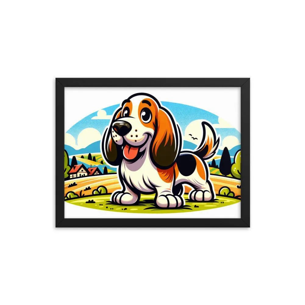 Playful Basset Fauve de Bretagne Cartoon Art Framed Poster - Oh Posters