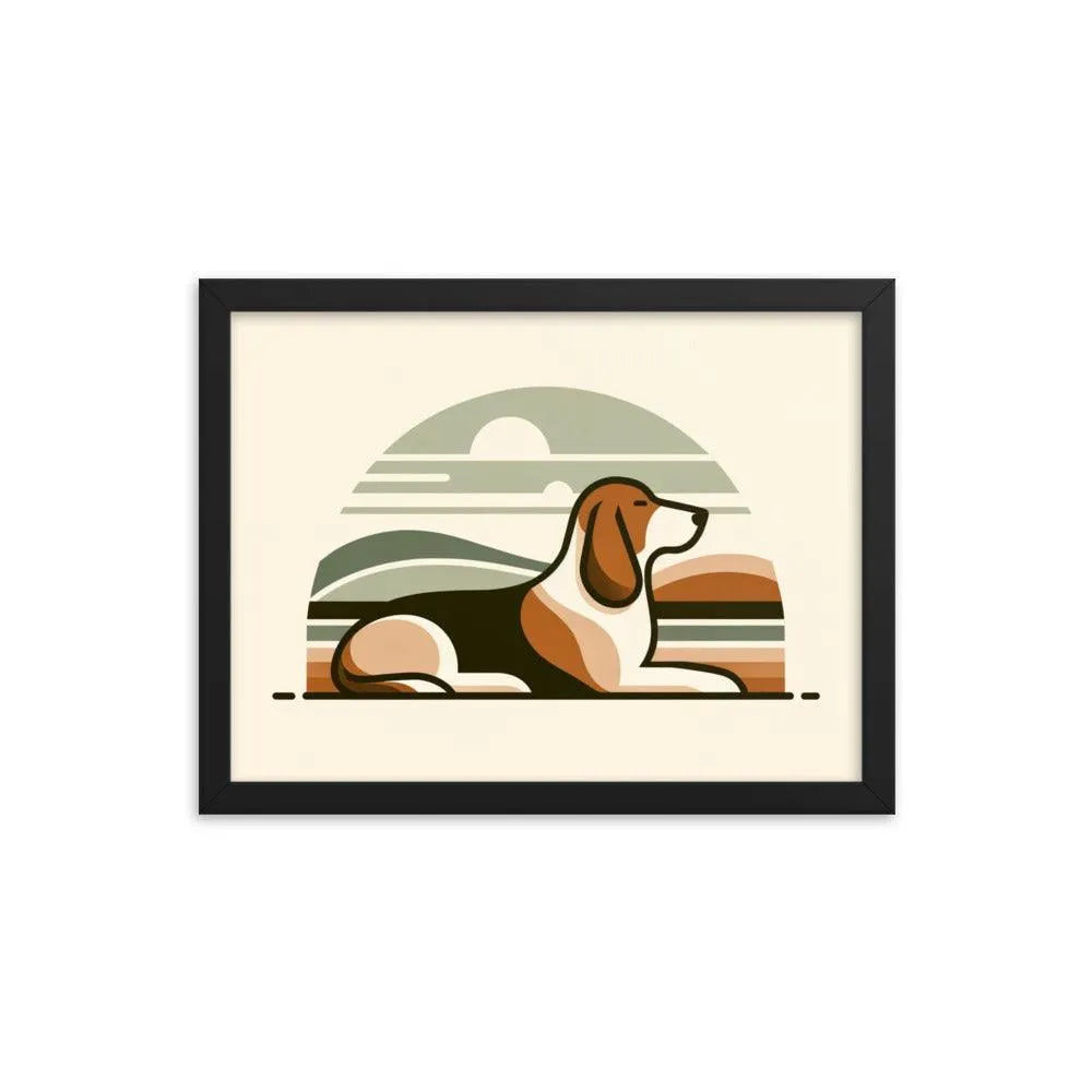 Elegant Basset Hound Minimalist Art Framed Poster - Oh Posters