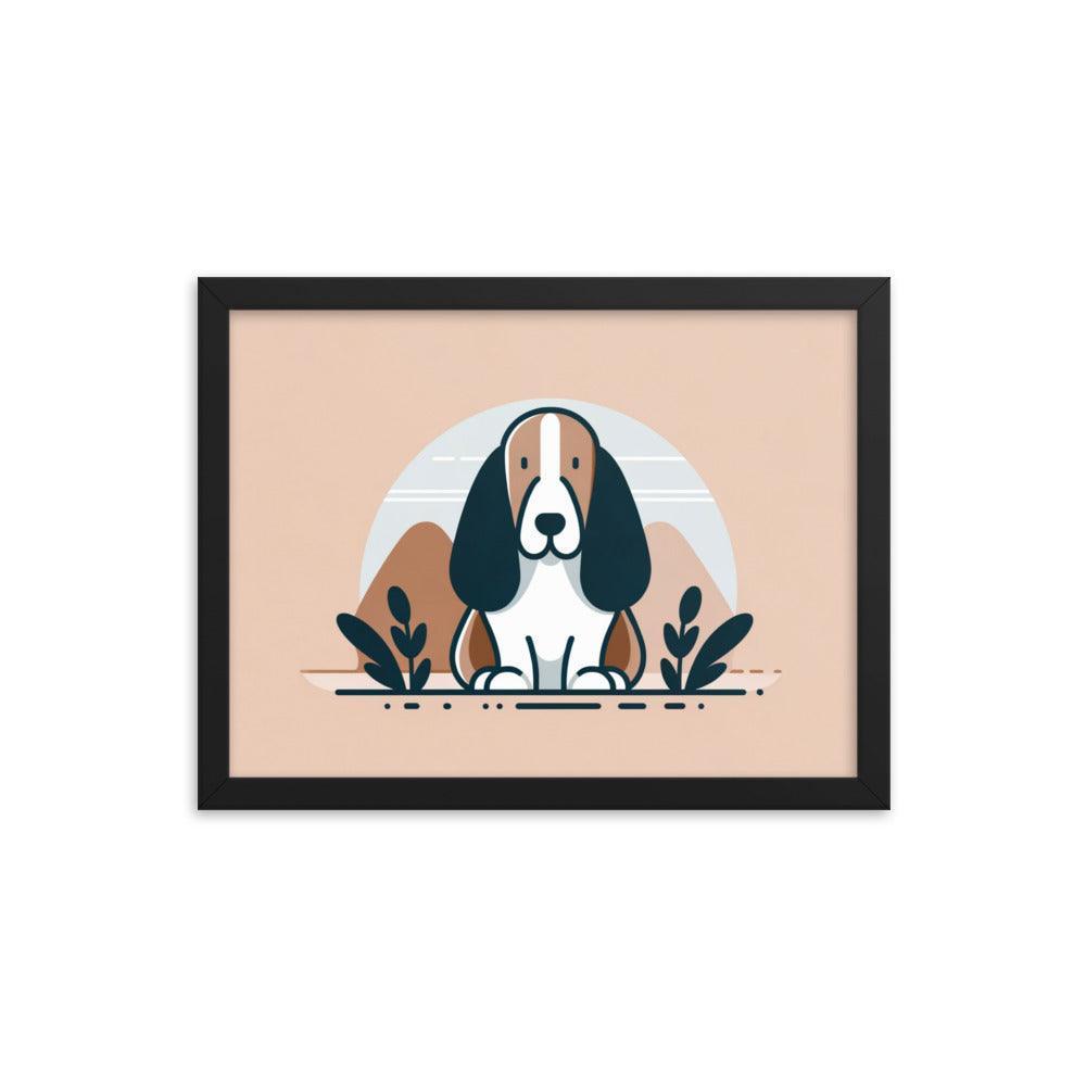 Charming Basset Hound Minimalist Art Framed Poster - Oh Posters