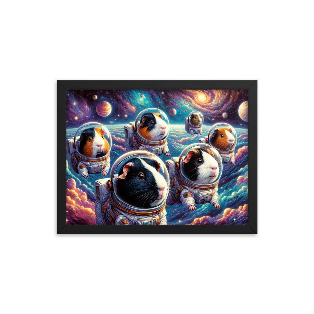 Guinea Pig Astronauts Cosmic Exploration Fantastical Framed Poster - Oh Posters