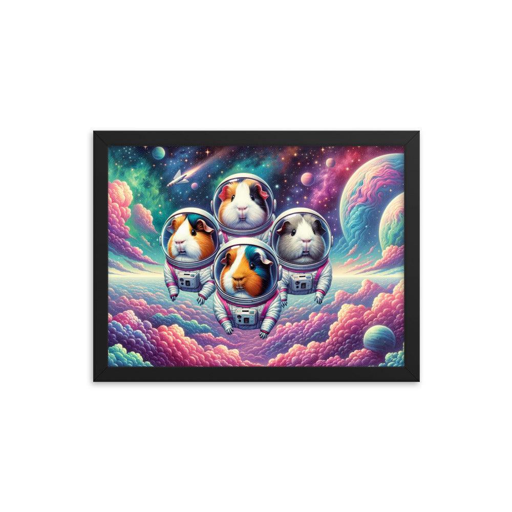 Guinea Pig Astronauts Cosmic Exploration Vibrant Framed Poster - Oh Posters