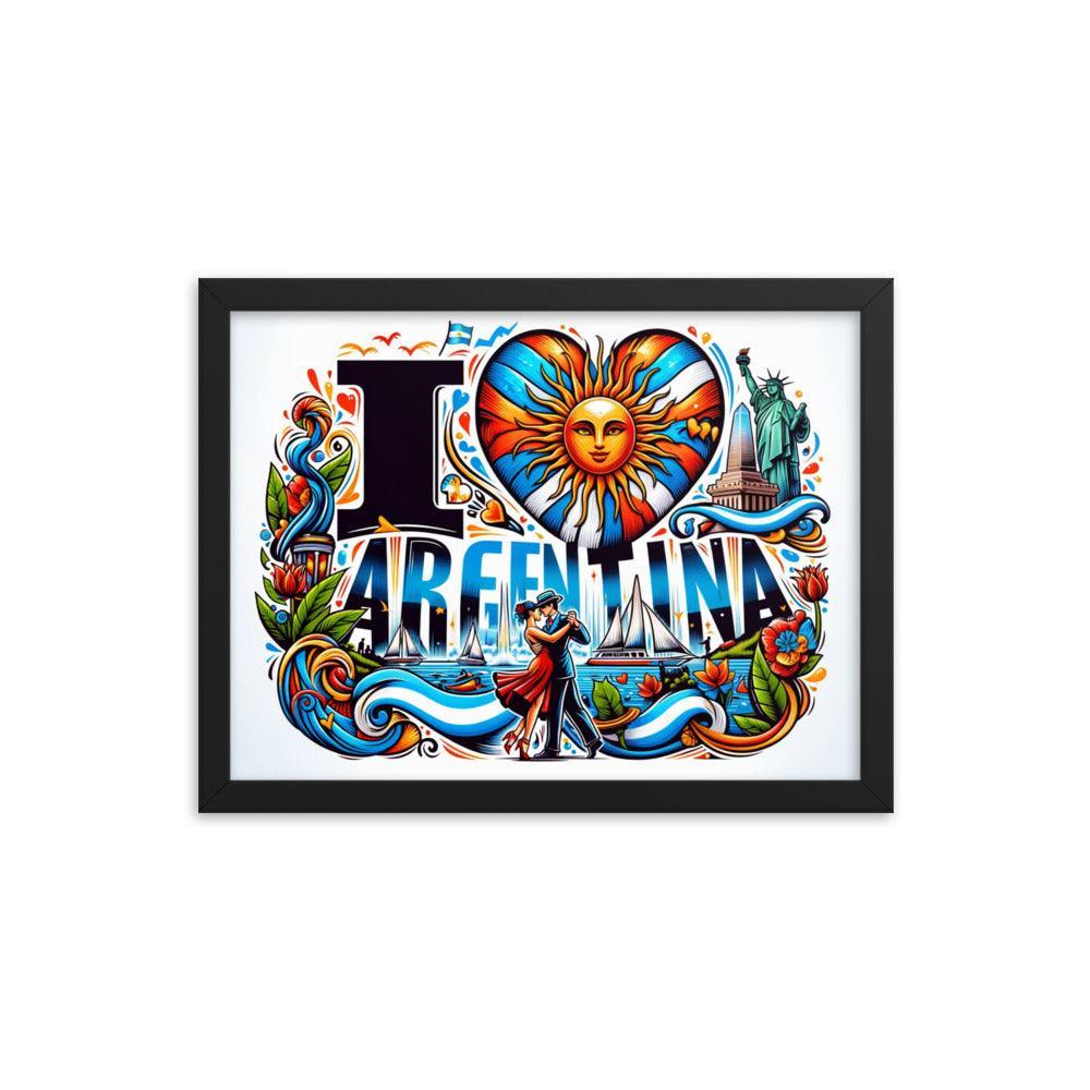 I Love Argentina Tango Dance and Landmarks Framed Poster - Oh Posters