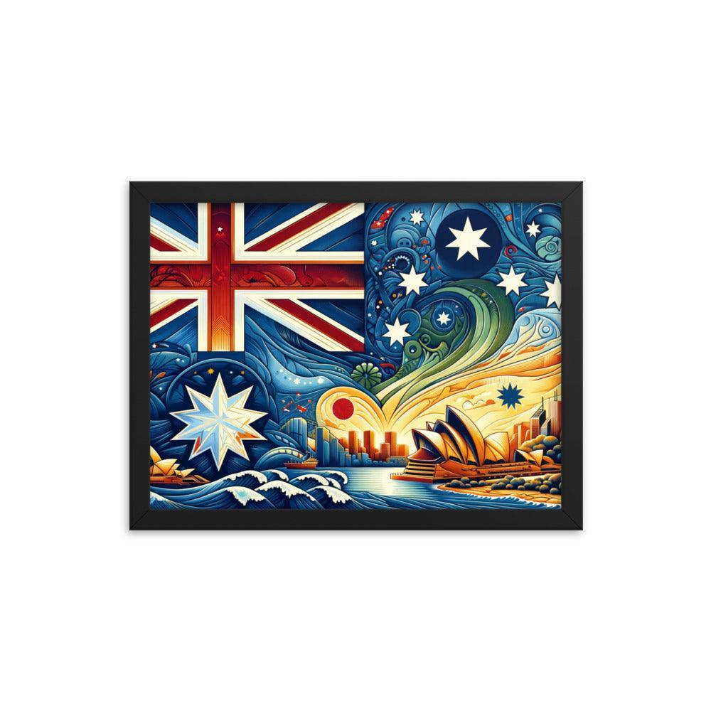 Sydney Opera House and Australian Flag Stylized Art Framed Poster - Oh Posters