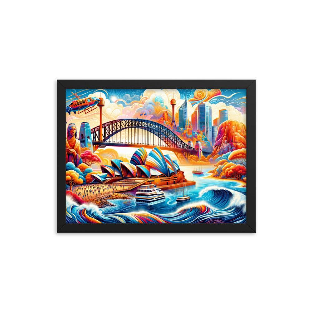 Sydney Harbour Surreal Scenery Vibrant Art Framed Poster - Oh Posters