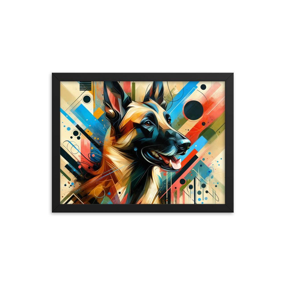 Geometric Belgian Malinois Abstract Art Framed Poster - Oh Posters