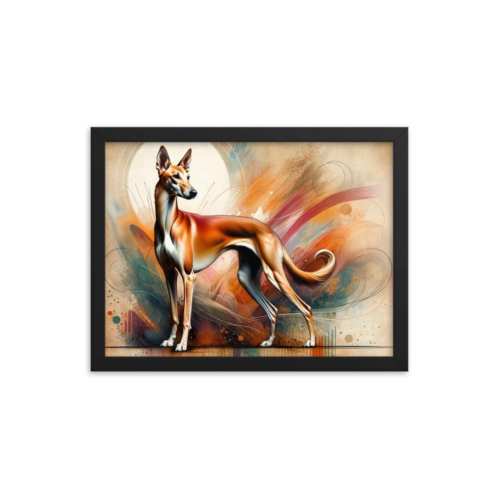 Graceful Azawakh Dog Art: Tall, Slender Build in Noble Pose, Warm Textured Background Framed Poster - Oh Posters