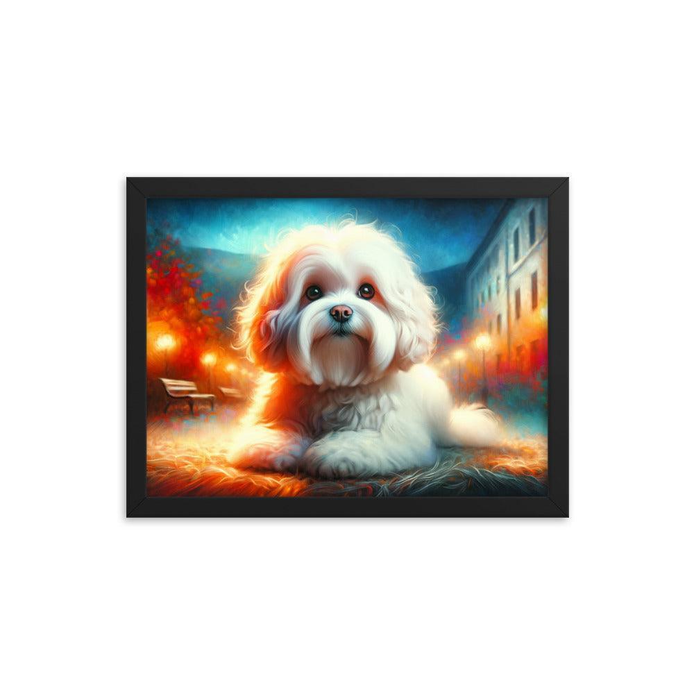 Enchanted Evening Bolognese Dog Dreamy Art Framed Poster - Oh Posters