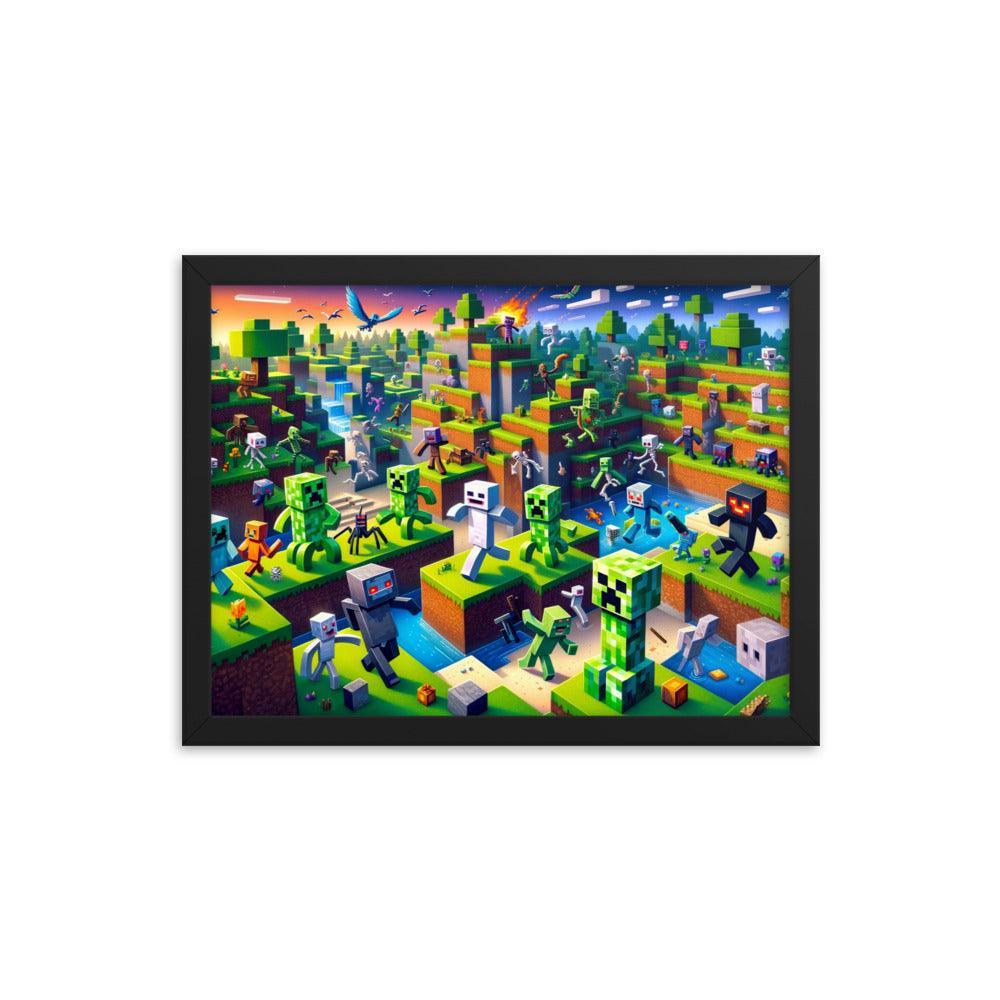 Minecraft Adventure Dynamic Character Action Framed Poster - Oh Posters