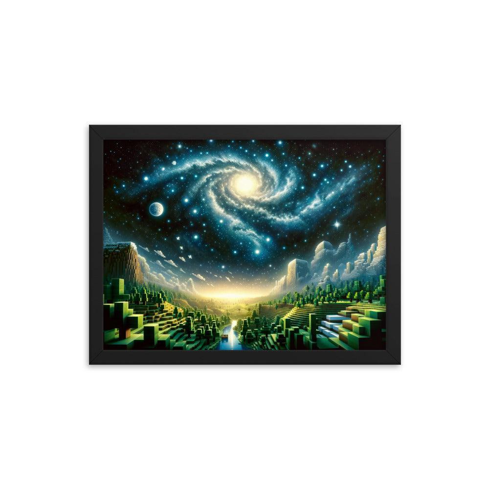 Galactic Spiral Minecraft Universe Digital Art Framed Poster - Oh Posters