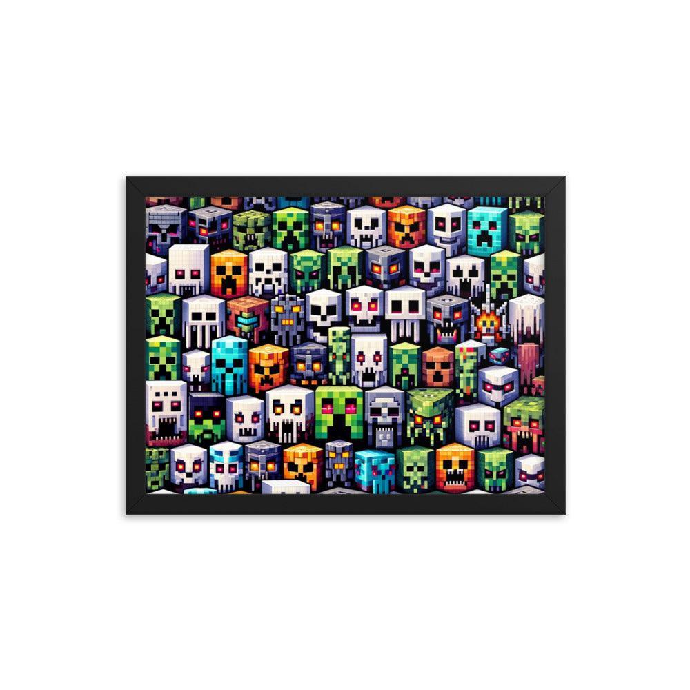 Minecraft Inspired Pixel Characters Array Collectible Framed Poster - Oh Posters