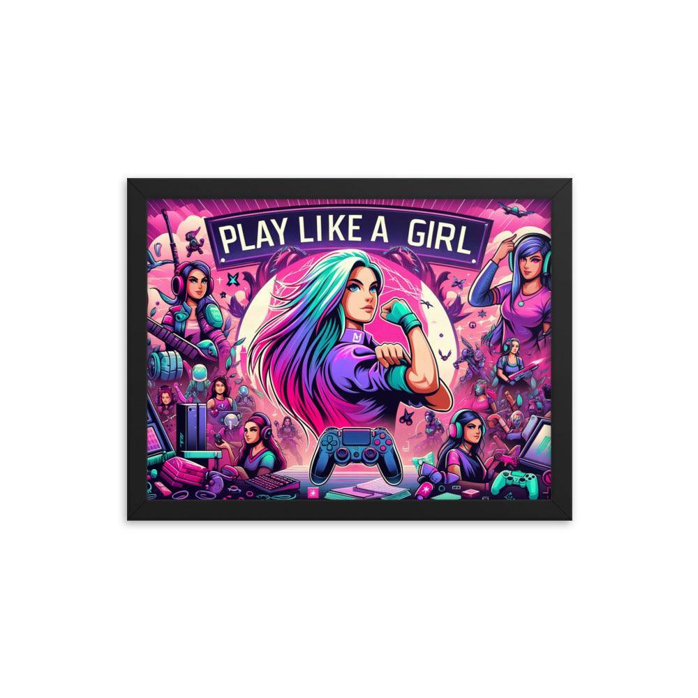 Gamer Girl Power Empowerment Art Framed Poster - Oh Posters