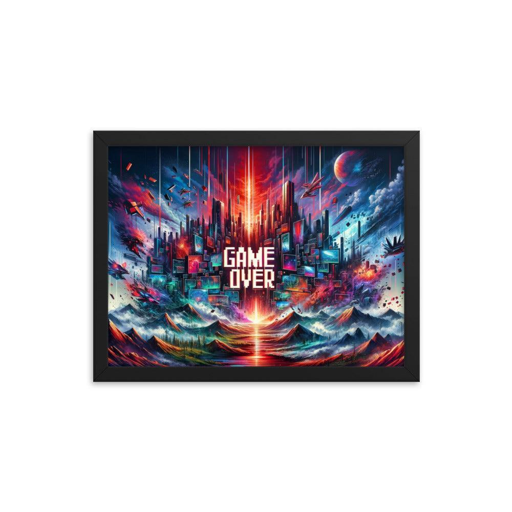 Gaming Apocalyptic Sci-Fi Cityscape Game Over Framed Poster - Oh Posters