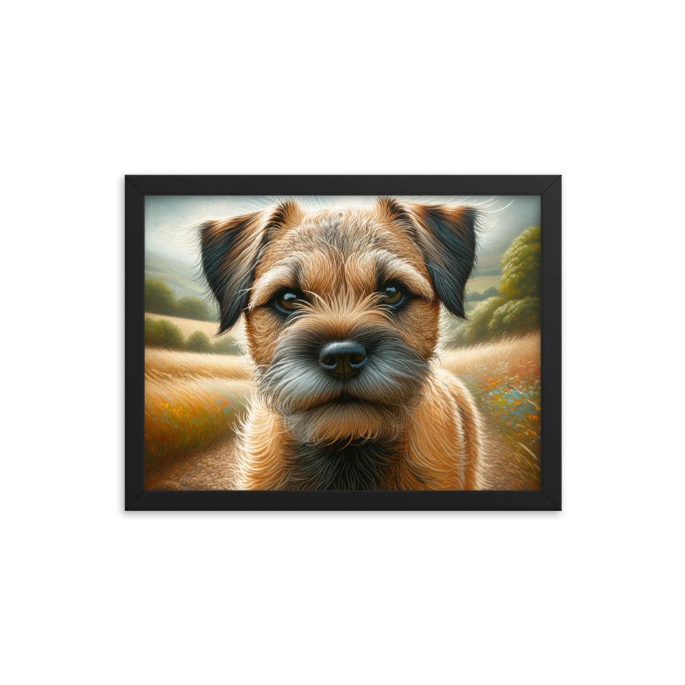 Border Terrier Golden Fields Gentle Gaze Art Framed Poster - Oh Posters