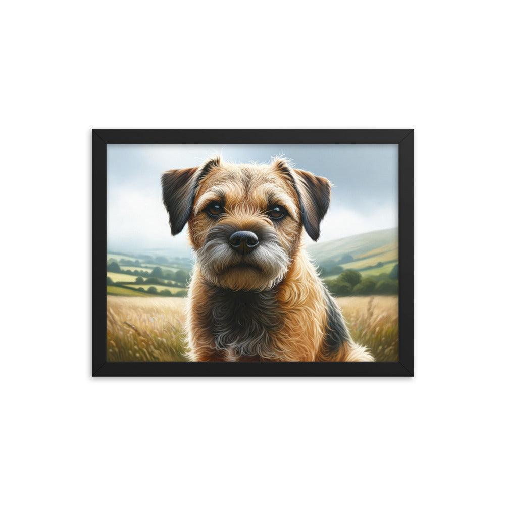 Border Terrier Countryside Portrait Art Framed Poster - Oh Posters