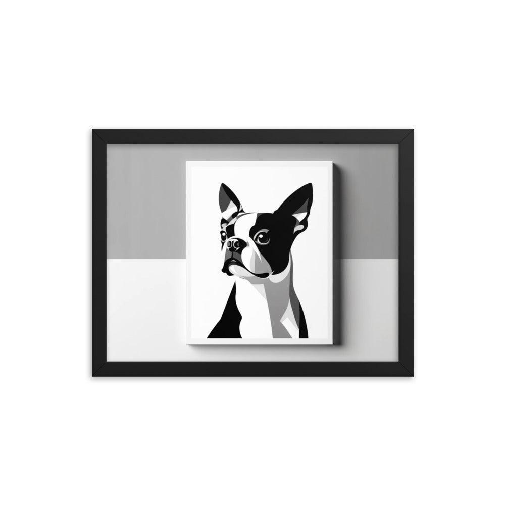 Boston Terrier Abstract Minimalist Art Framed Poster - Oh Posters