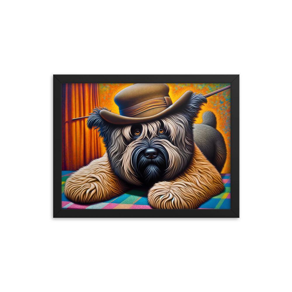 Bouvier Des Flandres Cowboy Hat Quirky Portrait Framed Poster - Oh Posters