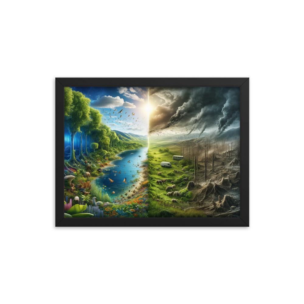 Climate Contrast Environmental Awareness Framed Poster - Oh Posters