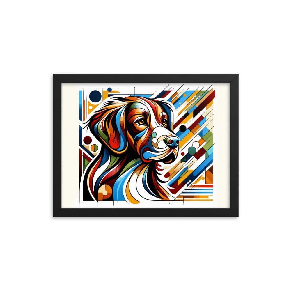 Brittany Dog Art in Abstract Modern Form with Bold Colors Framed Poster - Oh Posters