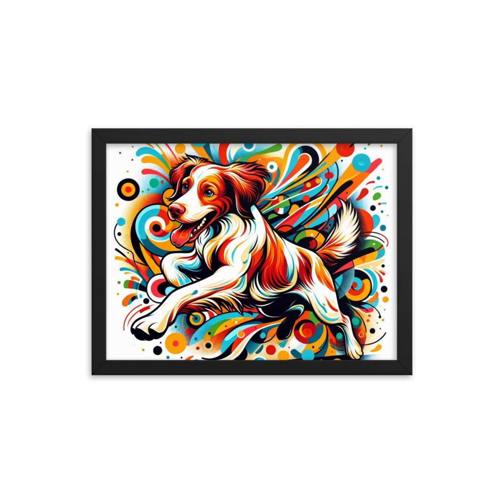 Brittany Spaniel Dynamic Swirls Abstract Art Framed Poster - Oh Posters