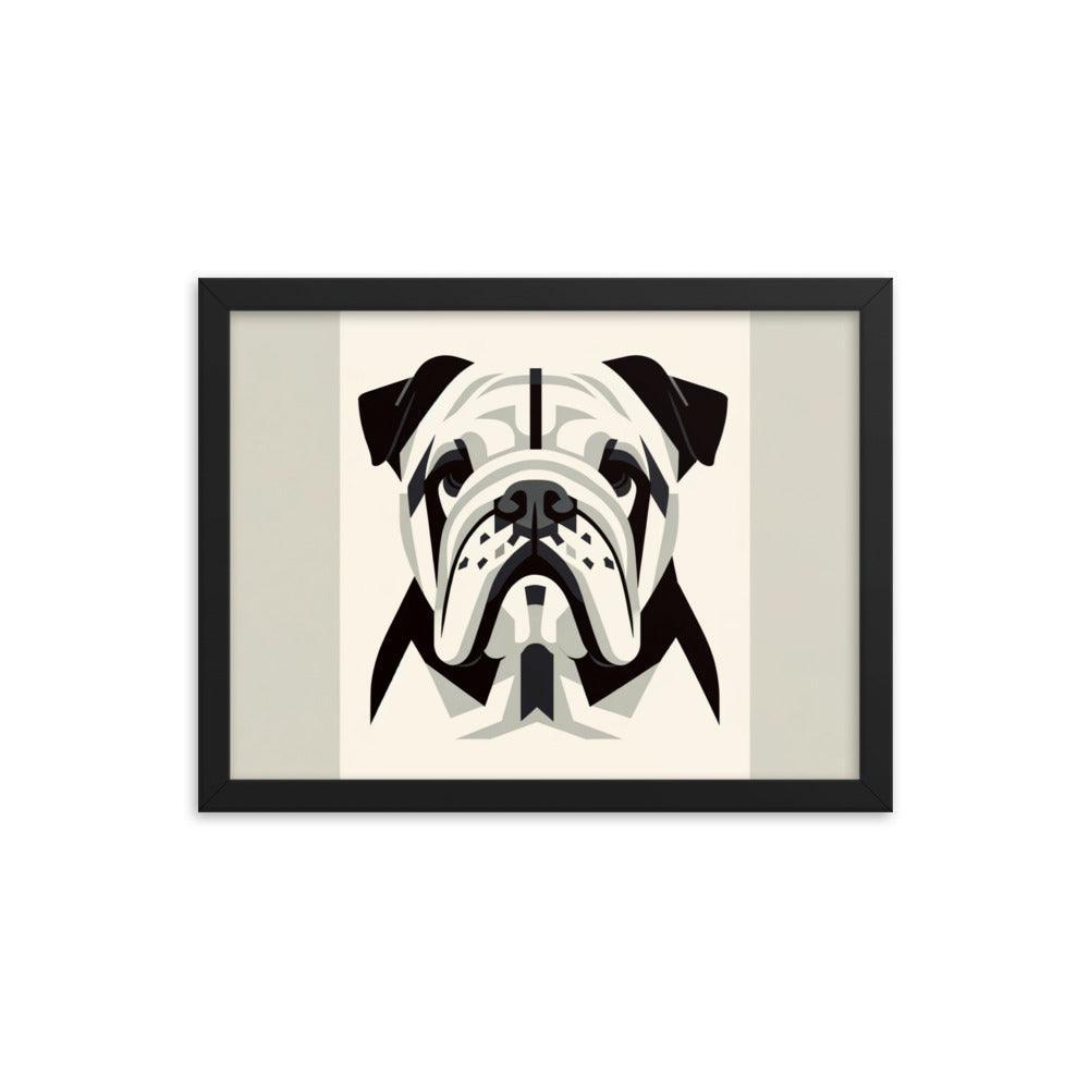 English Bulldog Minimalist Design with Geometric Shapes Framed Poster - Oh Posters