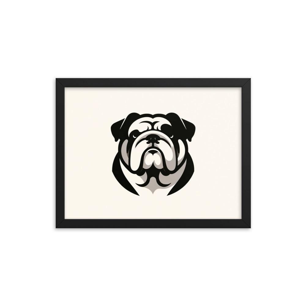 English Bulldog Minimalist Art with Clean Lines and Monochrome Palette Framed Poster - Oh Posters