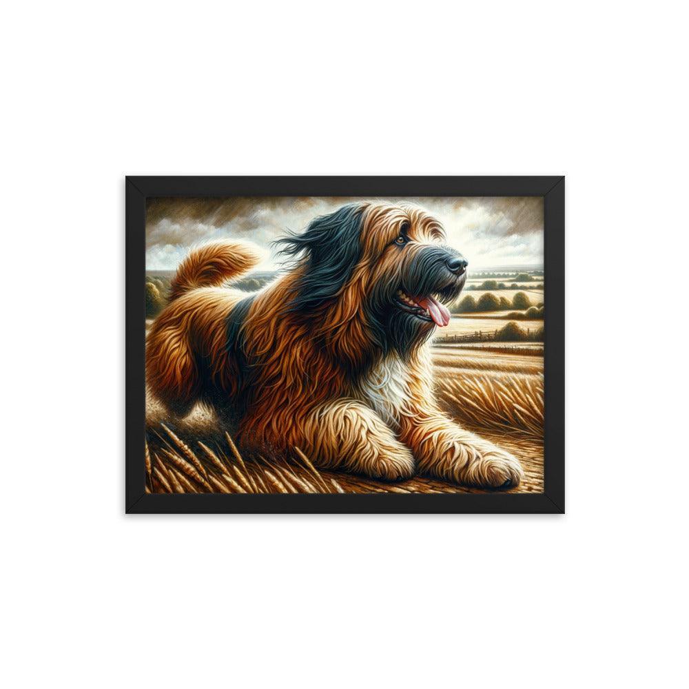 Catalan Sheepdog in Countryside Landscape Framed Poster - Oh Posters