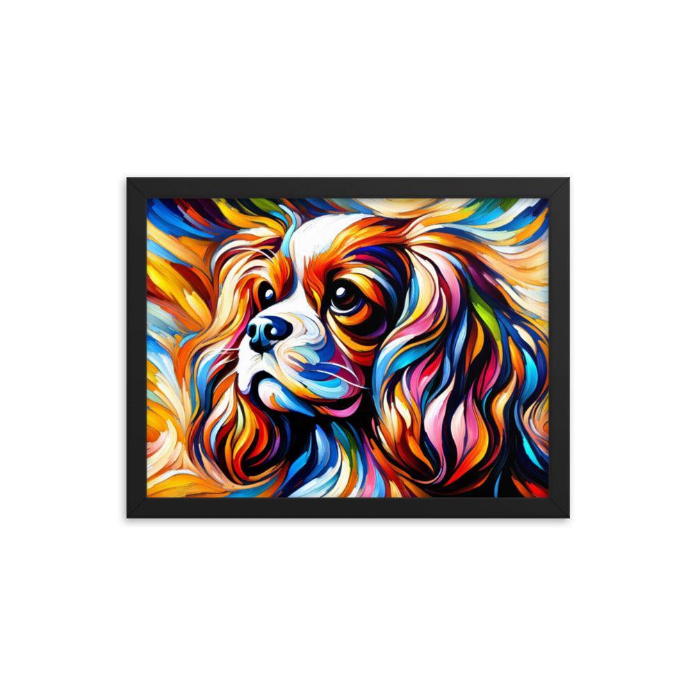 Cavalier King Charles Spaniel in Fauvism Bold Hues and Expressive Brushstrokes Framed Poster - Oh Posters