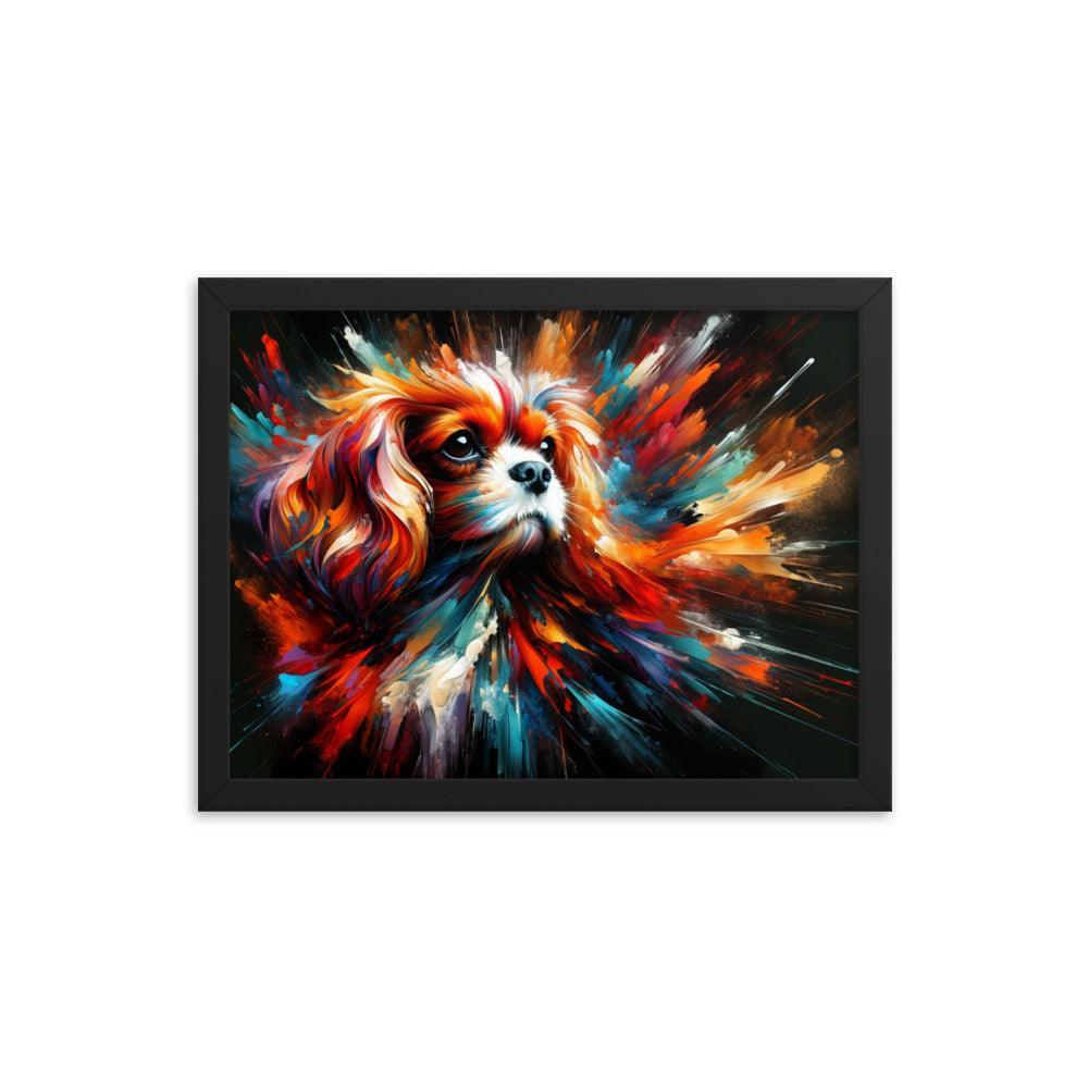 Cavalier King Charles Spaniel Abstract Brush Strokes and Intense Vibrant Colors Framed Poster - Oh Posters