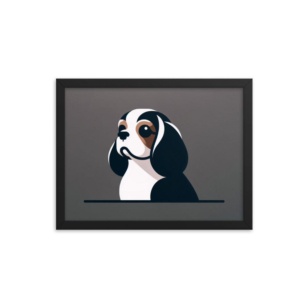 Cavalier King Charles Spaniel Minimalist Portrait Framed Poster - Oh Posters