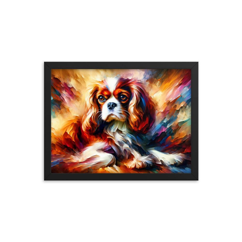 Cavalier King Charles Spaniel Vivid Brush Painting Framed Poster - Oh Posters