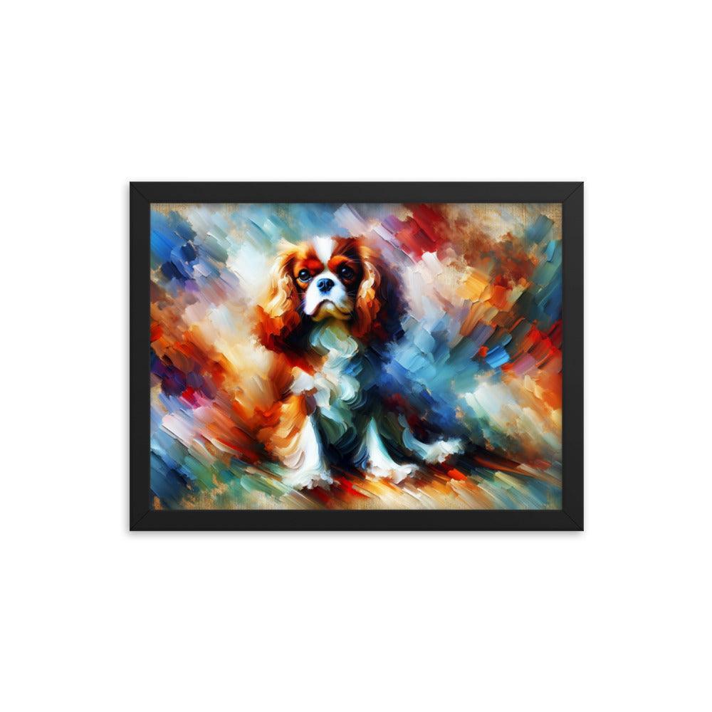 Cavalier King Charles Spaniel Abstract Expressionism Painting Framed Poster - Oh Posters