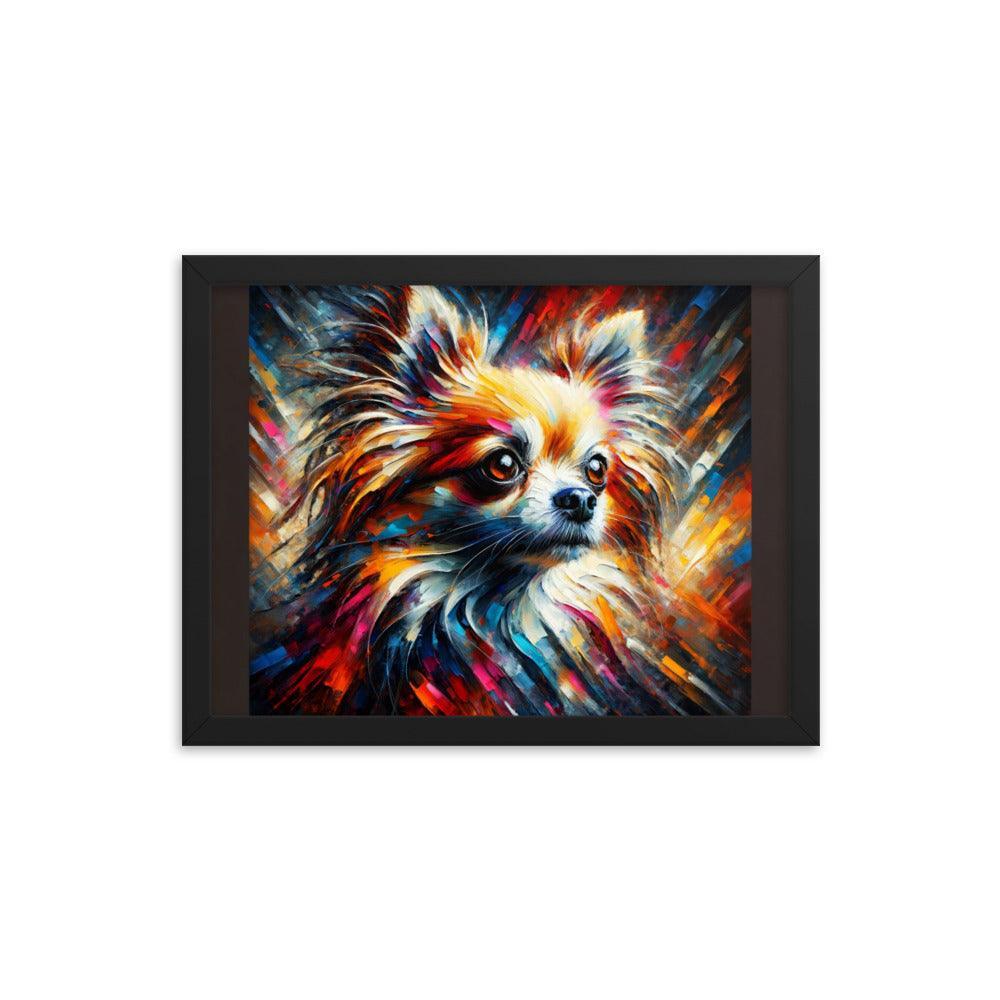 Long Coat Chihuahua Burst Art with Bold Brushstrokes and Intense Colors Framed Poster - Oh Posters