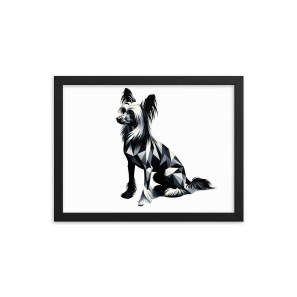 Chinese Crested Dog in Geometric Shadows Sleek Design Framed Poster - Oh Posters