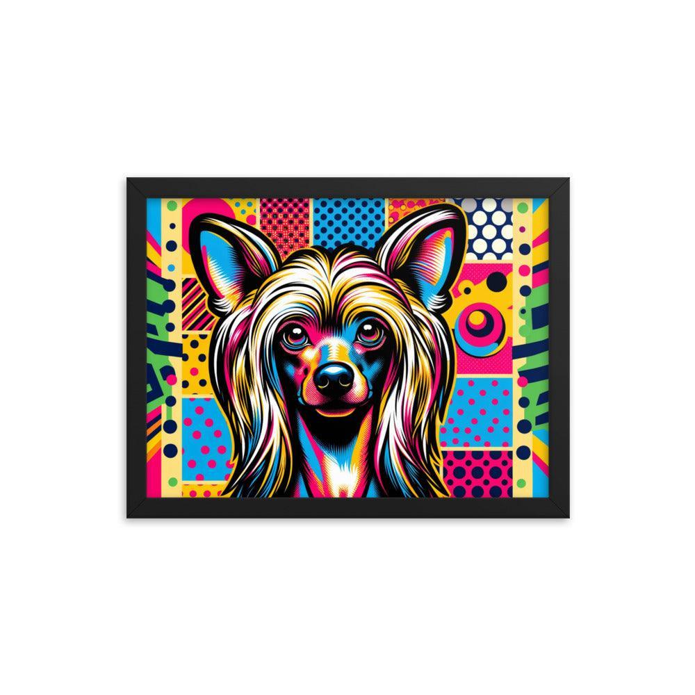 Chinese Crested Dog Pop Art in Bright Graphic Style Framed Poster - Oh Posters